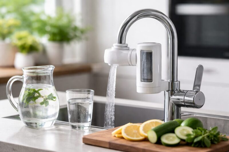 清潔なキッチンとフレッシュな食材